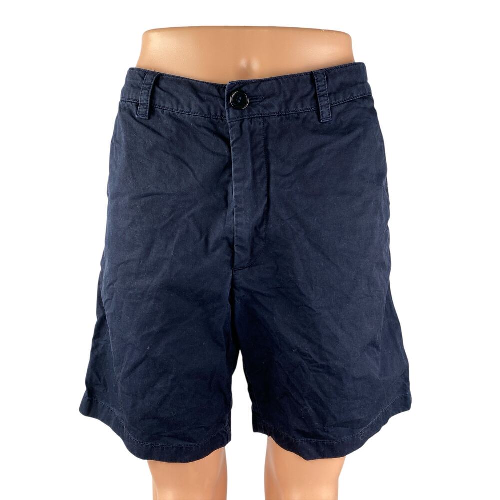 Arket Women's Blue High Waisted Straight Leg Bermuda Chino Khaki Shorts Size M